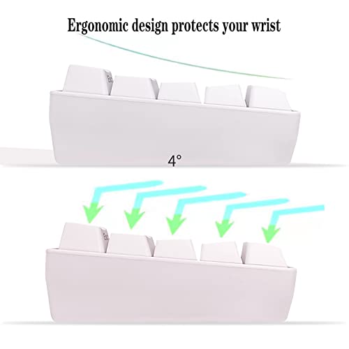 Image of Snpurdiri 60% Wired Gaming Keyboard, 61 Keys RGB Backlit Wrist Rest Ultra-Compact Mini Waterproof Keyboard for PC Computer Gamer (White)