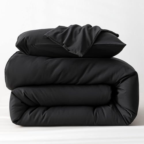 Image of ROSGONIA Oversized King Comforter 120x120, 3pcs Super King Comforter (1 Black Comforter & 2 Pillowcases) Lightweight Warm Bedding Set Blanket Quilt