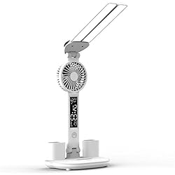 Lampara Ventilador Recargable Lámpara de escritorio LED con ventilador, lámpara de mesa multifunción con bolígrafo para estudiar W4s5 lámpara ventiladores recargable