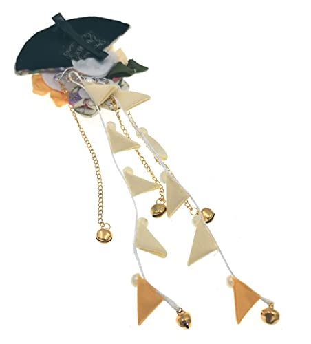Pinza para el cabello japonés Kanzashi amarillo con adorno de flor y clip de banda Hanfu 7