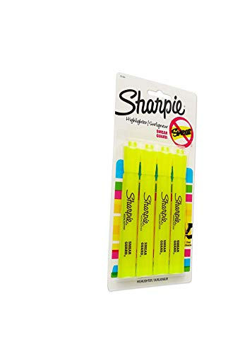 Sharpie 25164PP Accent Tank Highlighters, Chisel Tip, Fluorescent Yellow, 4-Count - 1