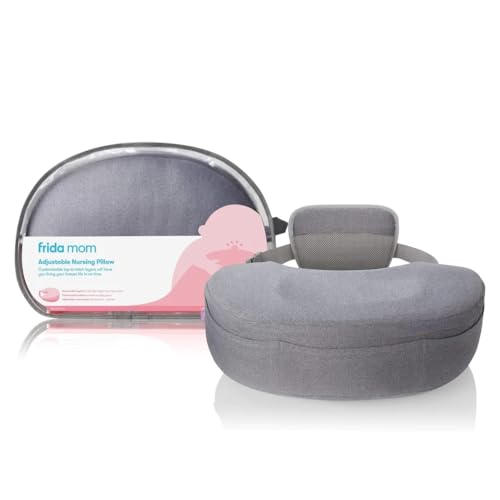 Image of Frida Mom Nursing Pillow, Adjustable Breastfeeding Pillow for Mom & Baby Comfort with Back Support, Customizable Wrap Around Waist Strap, and Pockets for Heat Relief