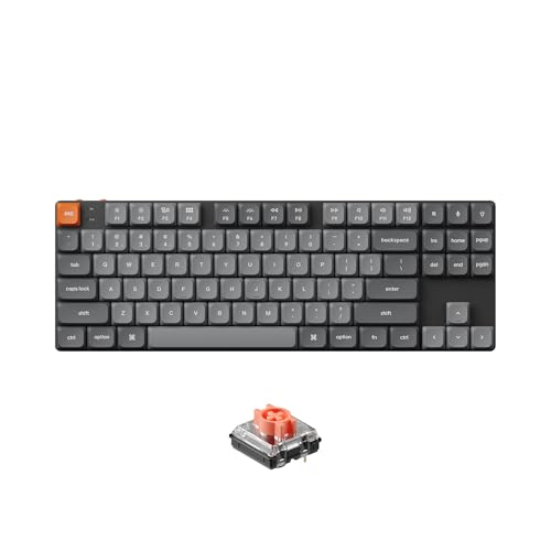 Image of Keychron K1 Max Ultra-Slim Wireless Mechanical Keyboard, 80% TKL Layout Bluetooth /2.4 GHz /Wired Keyboard with Low Profile Silent Red Switch, Hot-Swappable, RGB Backlit, Launcher for Mac Windows Linux