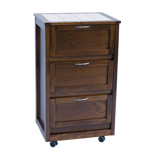 Liberoshopping Carrello da cucina mobiletto 49x38xh83 LANDHELL LUSSO con ante a ribalta e ruote per casa giardino (Noce)