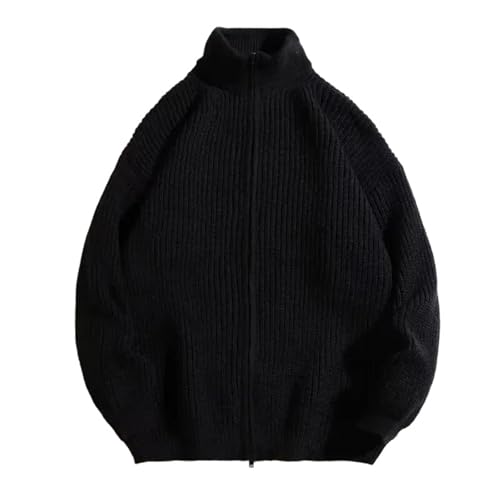 Cárdigan de punto para hombre con cuello polo casual de manga larga para invierno