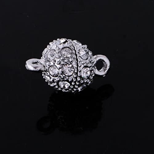 MYADDICTION 6 Pieces Crystal Round Ball Two Parts Magnetic Beads Clasp for Bracelet Necklace DIY Jewelry Design Clasp Crafts | Beads & Making Findings Clasps & Hooks