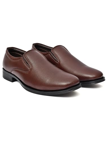 Image of WUSQA Enterprises Men's Leather Formal Shoes | Classic Pull-On Dress Shoes for Office, Business, Party & Wedding | Durable & Comfortable Footwear