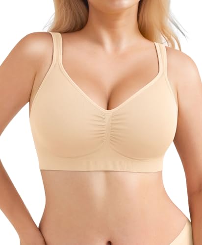 Image of Popilush Wireless Bras for Women Seamless Supportive Bra Full Coverage Comfortable Bralettes with Wide Strap
