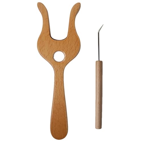 Horquilla de cordón,Horquilla de punto de madera   Herramienta de punto de ganchillo en madera Gancho de horquilla,Mamá tía hermanas Tenedor de ganchillo preciso para trenzar principiante para