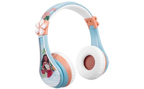 eKids Moana Bluetooth Headphones for Kids, Wireless Headphones with Microphone Includes Aux Cord (Moana)