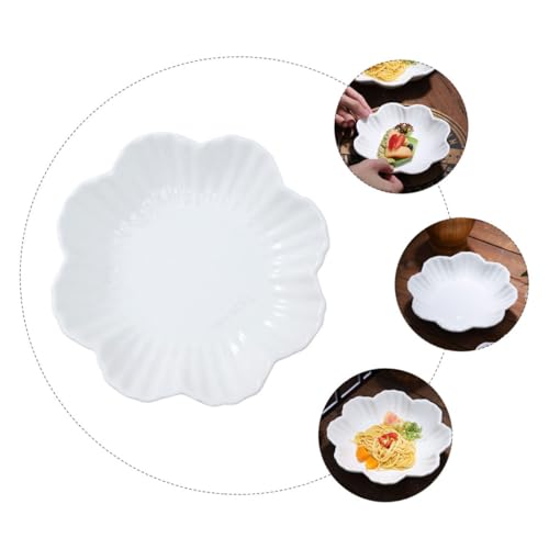 Assiette céramique haut de gamme en forme de fleur blanche pour présentation de table