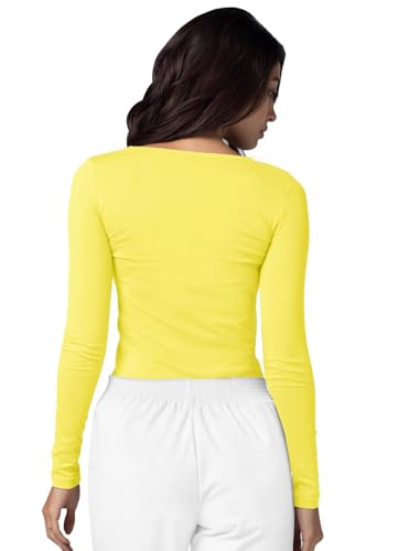 Image of Adar Womens Comfort Long Sleeve T-Shirt Underscrub Tee - 2900 - Citron - XXS
