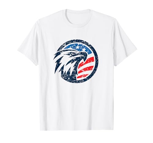 Patriotic Eagle T-Shirt 4th of July USA Bandiera Americana Tshirt Maglietta