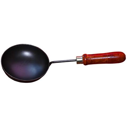 Nakshathra Iron Tadka Pan/Fry Pan/thalipu karandi with Handle Loha/Lokhand (6 inch, 15cm) 2mm Thickness Cover