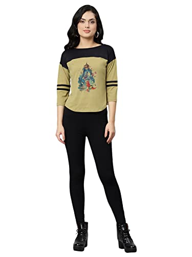 Image of OM SAI LATEST CREATION Women's New 3D Printed Lycra 3 /4 Sleeve Regular Fit Office wear,Casual wear Western Top