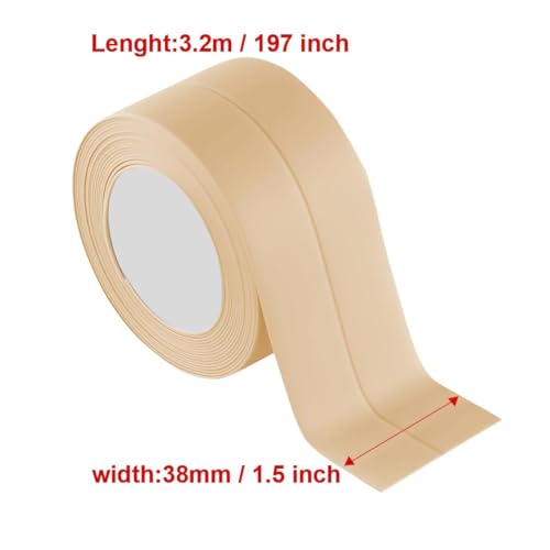 Image of Caulk Strip Waterproof and Oil-Proof Caulking Sealing Tape for Cooktop Self Adhesive Caulk Tape for Sink Toilet Bathroom Wall Edge Bathtub Caulk Strip Tape (Beige 3 pcs(1.5 inch x10.5 Ft x3pcs))