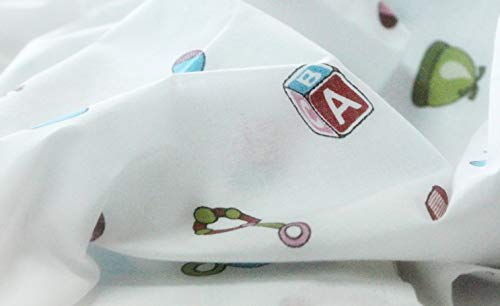 Trance Home Linen Super Soft 100% Cotton Thin Malmal Face Towels | Reusable Hygiene Wash Cloth | Napkin For New Babies | School Use (Small 40X40 Cm, Nursery Designs - Pack Of 5 Pcs), 200 Tc