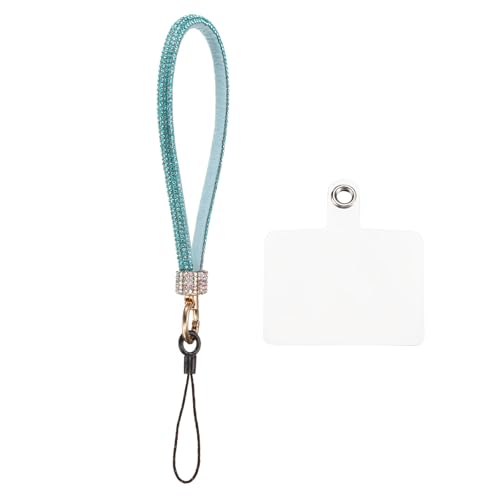 uxcell 1 Pcs Universal Phone Lanyard, Detachable Wrist Strap Glitters with Phone Patches Luxury String Bling Phone Strap for DIY, Earbuds, Keychain, Coin Purse, Wallet, Blue