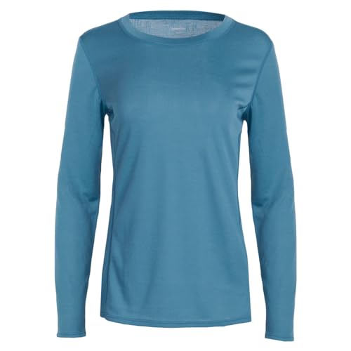Polarmax Women's Double Layer Crewneck - Warm Moisture-Wicking Relaxed Fit Midweight Long Sleeve Thermal Underwear Top, Cross Country Blue, X-Small