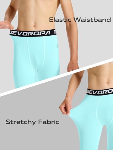 Image of DEVOROPA Boys Leggings Youth Compression Pants Sports Tights Basketball Football Baseball Soccer Baselayer Slim /Regular /Husky