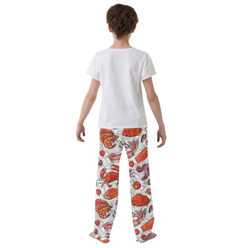 ZZXXB Shrimp Octopus Boys Long Pants Soft Trousers Elastic Waist Kids Lounge Bottoms with Pockets S-XL3