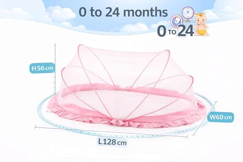 Image of DecorTwist Baby Mosquito Net for Bed - Foldable Pop-Up Dome Net for Newborns & Infants (0-24 Months) | Breathable Mesh, Insect & Fly Protection | 135x65x65 cm | Travel & Outdoor Safe (Mint)