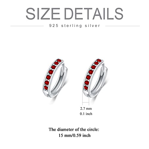 Aoboco July Birthstone Huggie Hoop Earrings Sterling Silver Simulated Ruby Red Birthstone Huggie Hoop Earrings Birthday Gifts For Women thumb #3