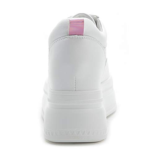 Image of ACE SHOCK Women Wedges Sneakers with Hidden Heel Ankle High Platform Walking Shoes Fashion Bride Wedding Shoes