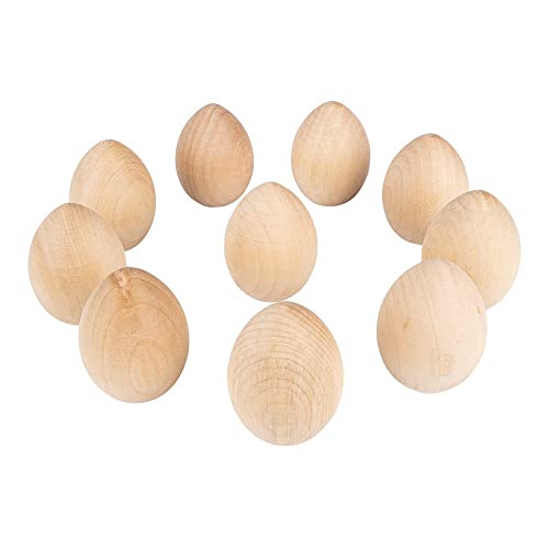 Ideen mit Herz Holz-Eier | massiv | 5,8 cm x 4,2 cm | naturfarben | hochwertige Ostereier aus Holz | 10 Stück