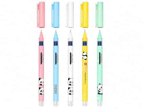 Image of Figo Panda Liquid Roller Pen 0.5mm Fine Tip (Pack of 10) with Free Light-Up Bracelet Gift /Cute Panda Design Pens for Kids, School, Office, Journaling & Gifting, Smooth Writing