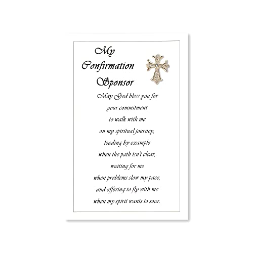Duduboy Catholic Confirmation Gifts | Diamond Religious Confirmation Cross Pin with Card, Scratch Off Will You be My Confirmation Sponsor Card | Christian Faith Gift Confirmation Gifts for Girls/Boys
