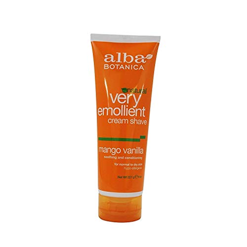 Alba Botanica Natural Very Emollient Cream Shave, Mango Vanilla 8 oz (Pack of 5)