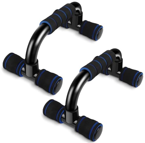 Image of Push-up Bars Push Up Bars Gym Exercise Equipment Fitness 1 Pair Push Up Handles with Padded Foam Handle and Non-Slip Stable Structure for Men and Women (Blue)