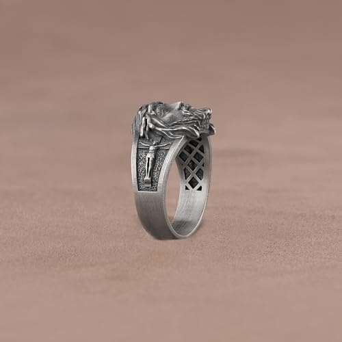 Jesus Christ Face Ring for Men, Sterling Silver Religious Signet Ring, Catholic Christian Jewelry Gift, Gift For Men4