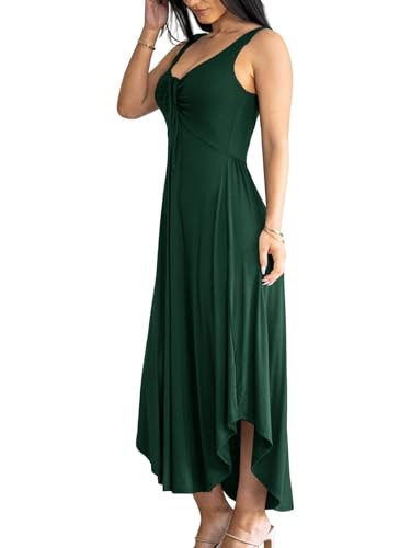 Image of Langwyqu Womens 2026 Summer Sleeveless Tank Dress Empire Waist Asymmetrical Flowy Casual Maxi Dresses