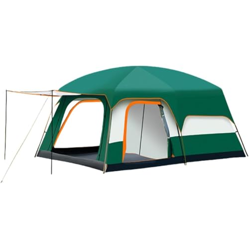olkljdg トンネルテント 2 ルーム 4~6 人用 広い前室付き|耐水圧 3000mm 二重層 設営簡単|アウトドアキャンプ/防災 宿泊可 通気性優れ 日焼け止め 収納袋付 (インクグリーン,8~12人)