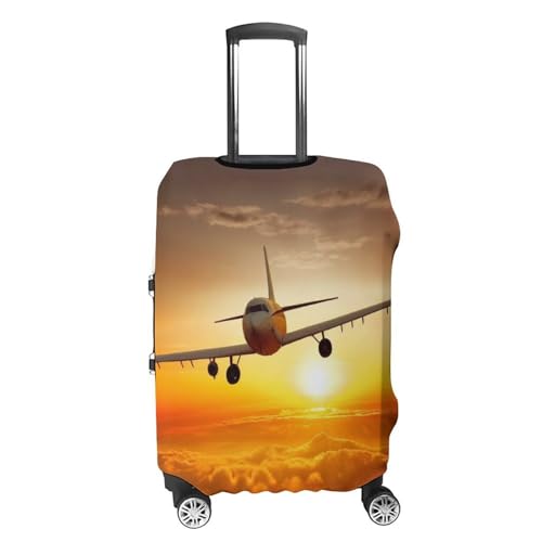Aircraft Plane at Sunset Luggage Cover Elastic Suitcase Protector Case Anti-Scratch Washable Baggage Covers Protector For Traveling, Aircraft Consignment S4
