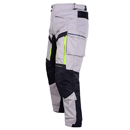 Hwk Motorcycle Pants Cargo Pants Work Pants For Men Dirt Bike Adventure Dualsport Racing Riding Rain Waterproof Pant Hi-Vis 4-Season Armored All-Purpose (Waist40''-42' Inseam34'') Silver #TOP6