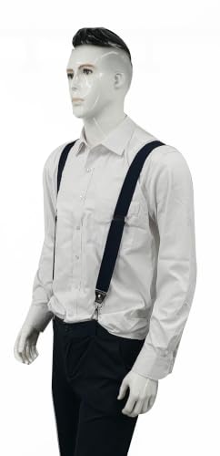 Image of Mens Suspenders with 3 Swivel Hooks Belt Loops 1.4 Inch Wide Heavy Duty Adjustable Braces