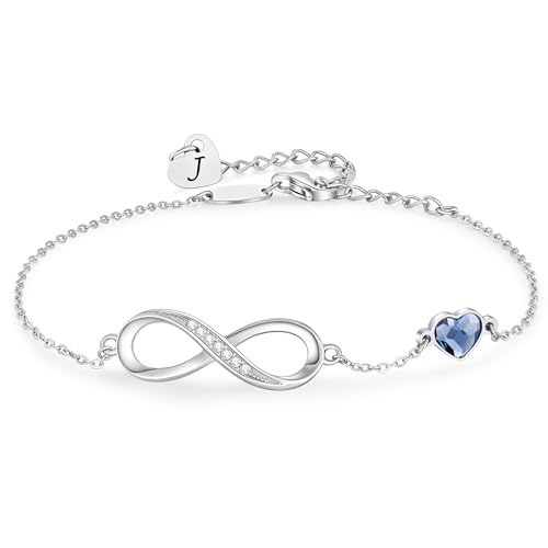 CDE Infinity Heart Initial Bracelets for Women Adjustable Dainty Letter Charm Alphabet Jewelry Birthday Christmas Day Gifts for Women Girlfriend Friend Her Mom Wife