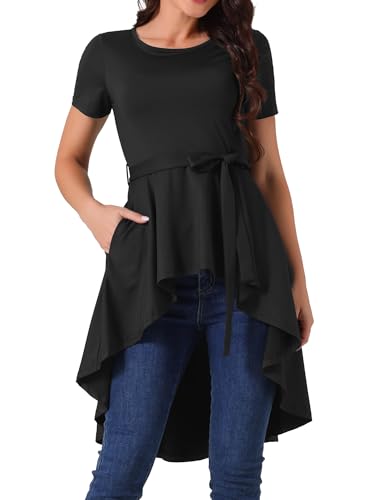 Seta T Women's High Low Tops Short Sleeve Crewneck