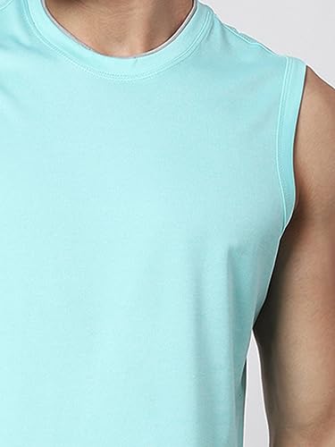 Image of Men's Lycra Blend Sleeveless Fitness Tanks Top for Quick Dry in Muscle Workout, Causal Running, Exercise Training, Swimming Vest