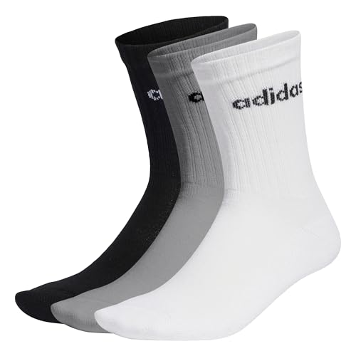 adidas Set Di 3 Paia Di Calze Alte Socks, Medium Grey Heather/White/Black, 37-40 Unisex adulto