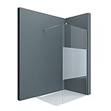 doporro Luxus Duschwand Duschabtrennung Bremen1MS 90x200 Walk-In Dusche mit Stabilisator aus Echtglas 8mm ESG-Sicherheitsglas Klarglas inkl. Nanobeschichtung