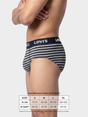 Image of Levi's 005 Classic Brief for Men | Cotton Stretch Fabric | Striped Men's Underwear | Anti-Roll Waistband | Extra Supportive Gusset | Dual Layer 3D Pouch | Durable, Tagless Comfort | Pack of 1