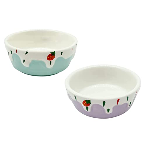 COLLBATH Hamster Ceramic Feeder Bowl Set 2 Small Pet Bowls Space-Saving for Puppies Small Animals