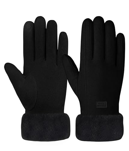 FORVEVO Handschuhe Damen Winter,Warme Touchscreen Winterhandschuhe，Thermo Handschuhe mit Fleece Futter für Outdoor Fahrrad Skifahren(Schwarz)