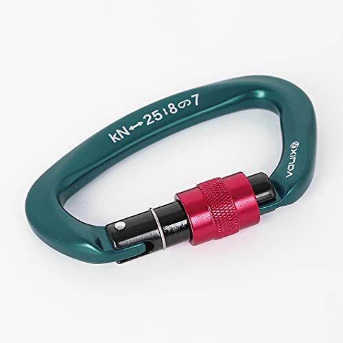 XINDA Screwgate Locking Carabiner Clip - Professional Rock Climbing Carabiner Screw Lock,Heavy Duty Carabiners for Climbing,Mountaineer,Hammock,Camping,Outdoor Equipment (2 pcs Green) - Thumbnail 5