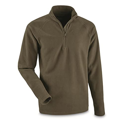 Guide Gear Men's Heavyweight Fleece Quarter-Zip Pullover Sweater Moisture-Wicking Top, Olive Brown