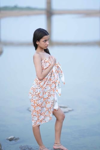 Sarong Hand Stamped Block Print, Stole, Scarf, Cotton Soft Voile Fabric, Hand block Beach Coverup, Boho scarf, Handmade Pareo,Wrap Dress4